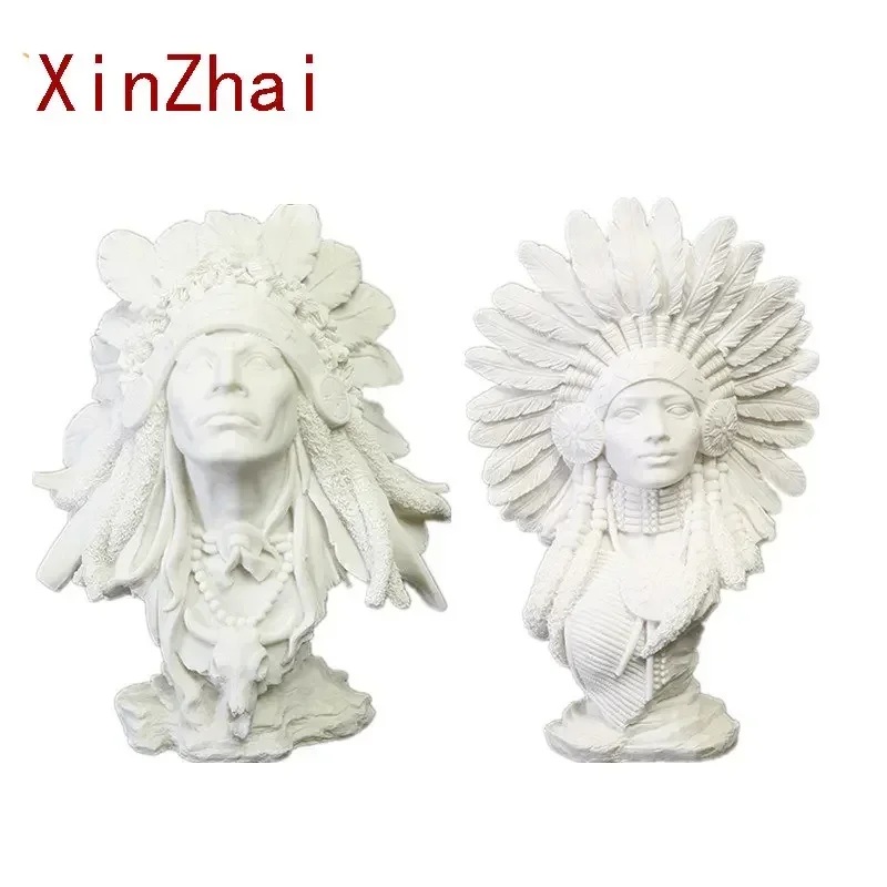 

VILEAD 30cm Sandstone Indian Woman Statuettes Creative People Figurines Home Decoration Accessories Window Display Cabinet