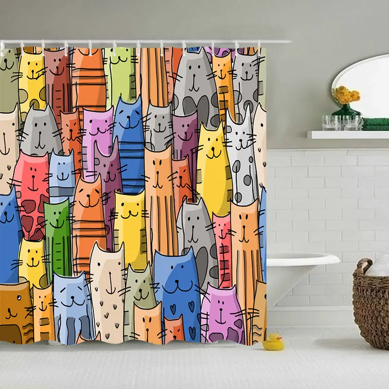 Cartoon Animals Bathroom Curtains Shower Curtain lovely Childs With Hooks Waterproof Polyester Home 180*200 Bathing Curtain