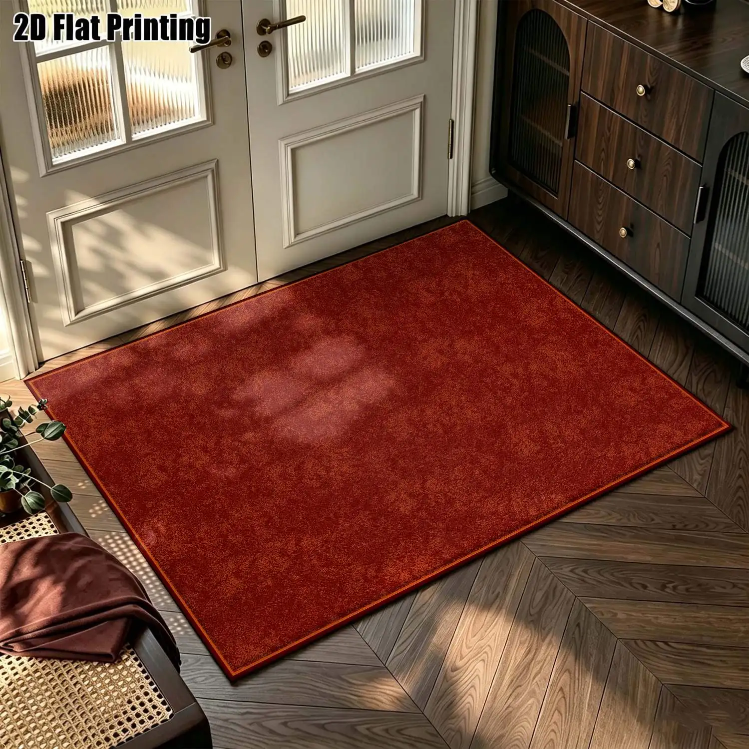 1Pc 2D Printed Retro Abstract Texture Carpet, Vintage European Style Geometric Striped Minimalist Home Decor Rug, Multi-Size, Machine Washable, Suitable for Entrance, Dining, Foyer, Living Room, Bedroom
