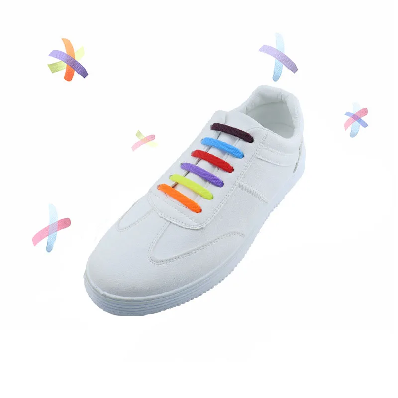 16pcs/lot Silicone Shoelaces No Tie Shoelaces 12 colors Elastic Laces For Sneakers Shoelace Creative Lazy Silicone Laces Rubber