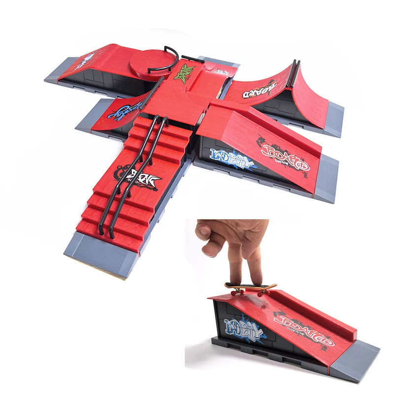 Professionele Vinger Skateboard Sets Skate Park Ramp Deck Scène Locatie Combinatie DIY Monteren Nieuwigheid Speelgoed Kit Gift Kids Kind