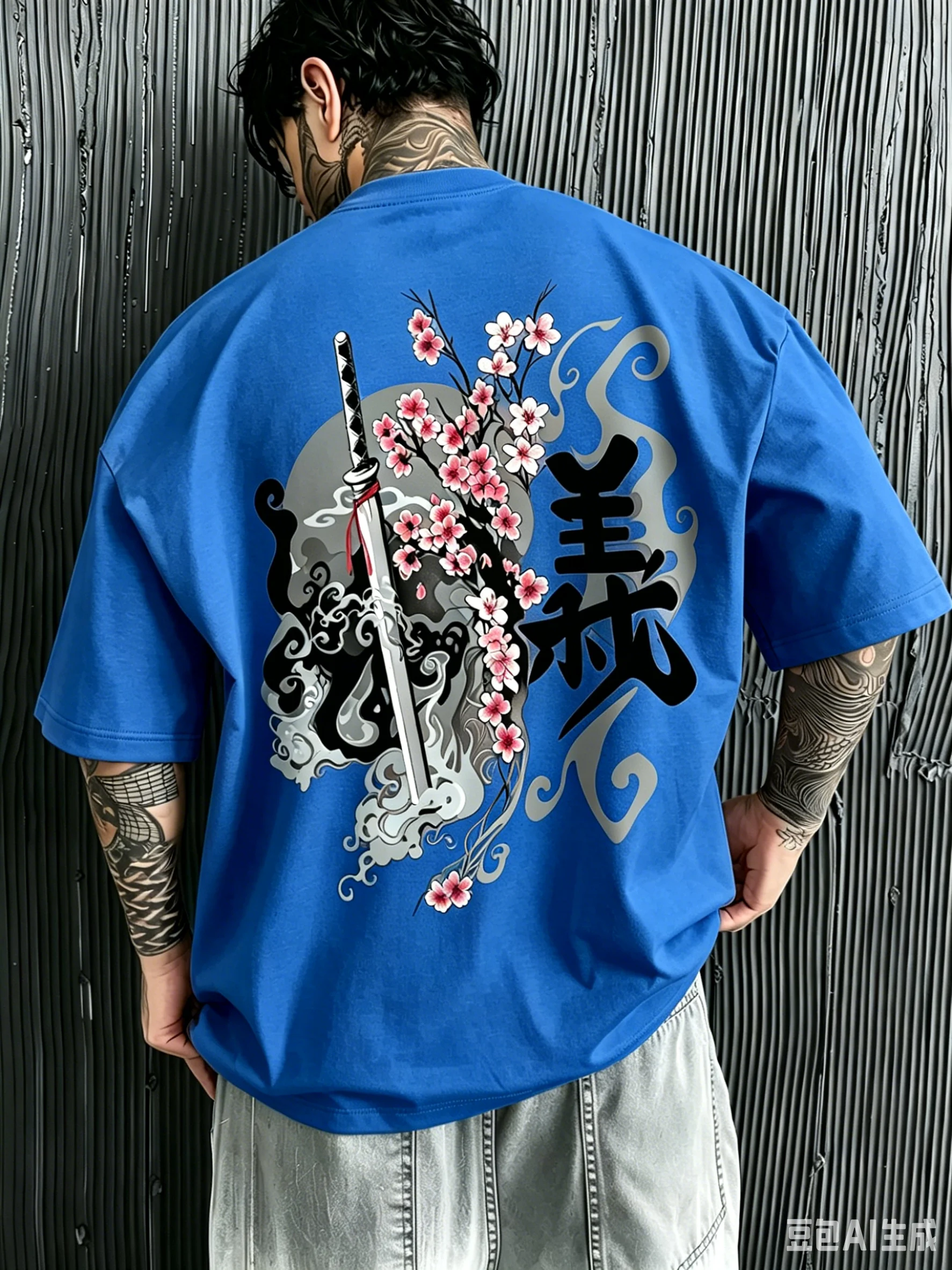 Y2K Sword Knife Cherry Blossom Pattern 3D Print Breatha Schnelltrocknendes Herren-T-Shirt in großen Größen für Outdoor-Sportarten, Eltern-Kind-Kleidung – Detail 3