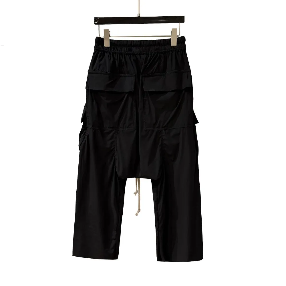 High Street Dark Ro Pant New Style Men's Double-sided Pocket Loose Haren Hanging Cross Pants Cropped Pants Men Clothing