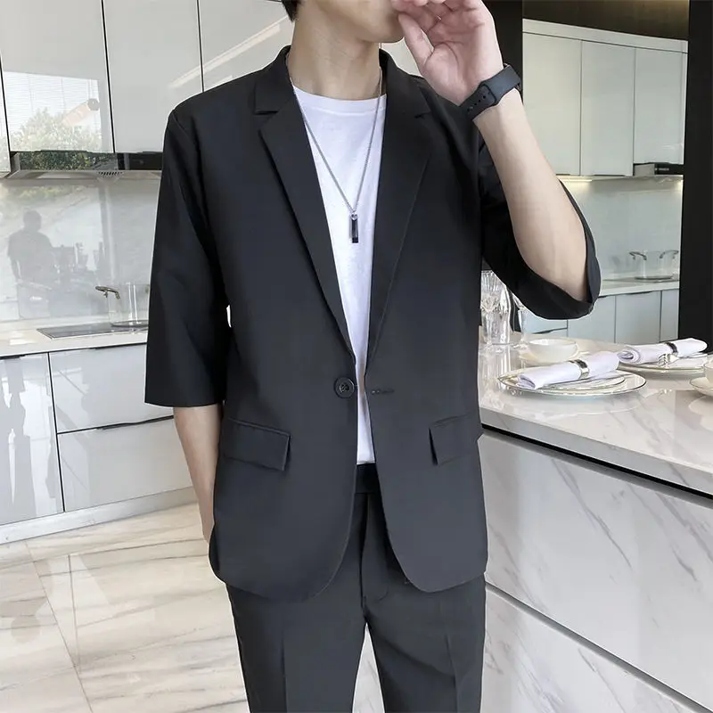 2022 Summer Business Casual Men's Suit Pants Set Loose Jacket Blazer Trousers Two Piece Set Office Professional Suit Tracksuit