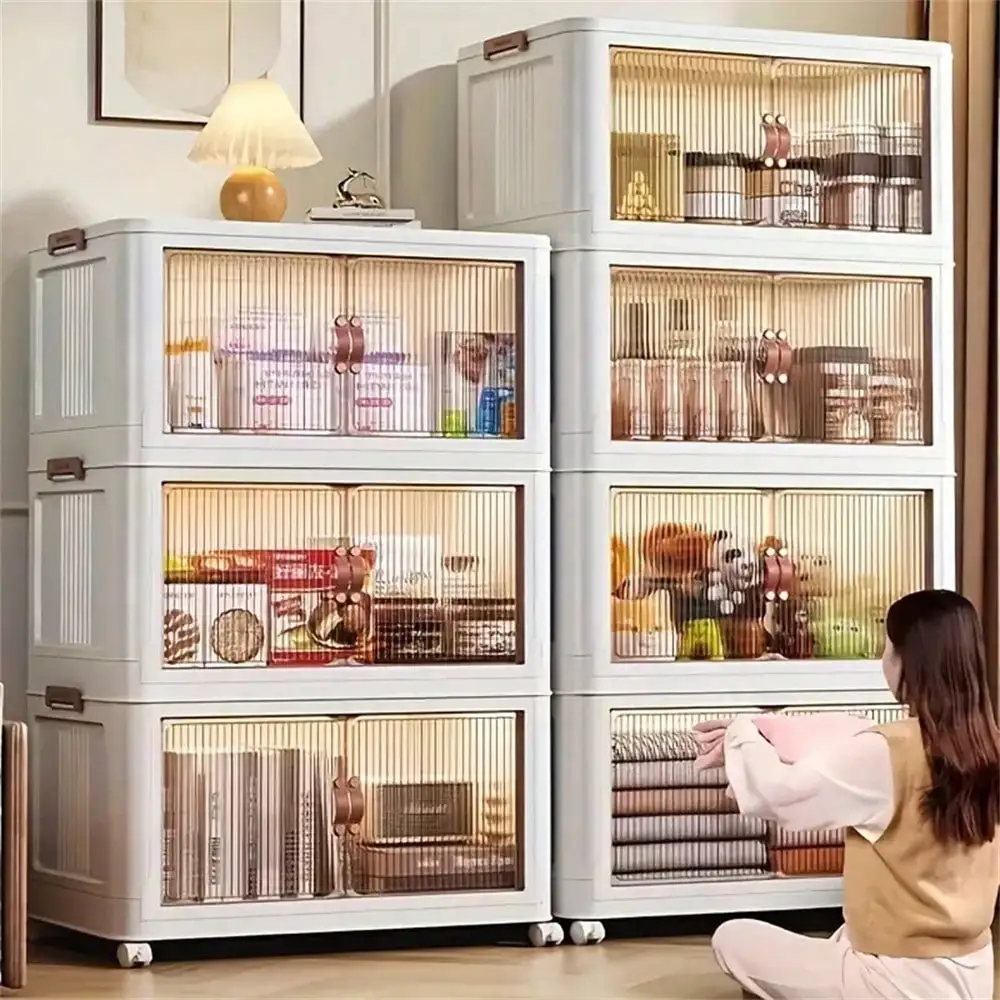 5 Layers Collapsible Storage Box, Large Double Open Storage Box, Large Storage Box With Lid And Wheel, Can Store Clothes, Snacks, Toys And Books, Home Office Outdoor Folding Container,Closet Organization And Storage,Dresser Organizer,Organizadores Para Ha