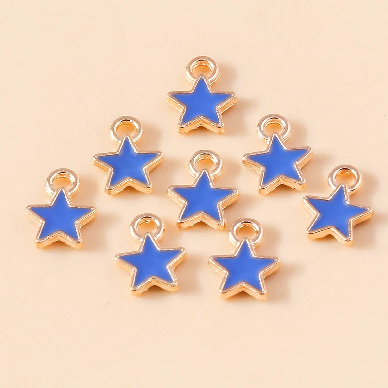 Leslie 30 Stück 8*9mm Mini-Charm Metall-Emaille Kleine Stern-Anhänger für DIY Armband Halskette Schmuckherstellung Zubehör – Detail 12