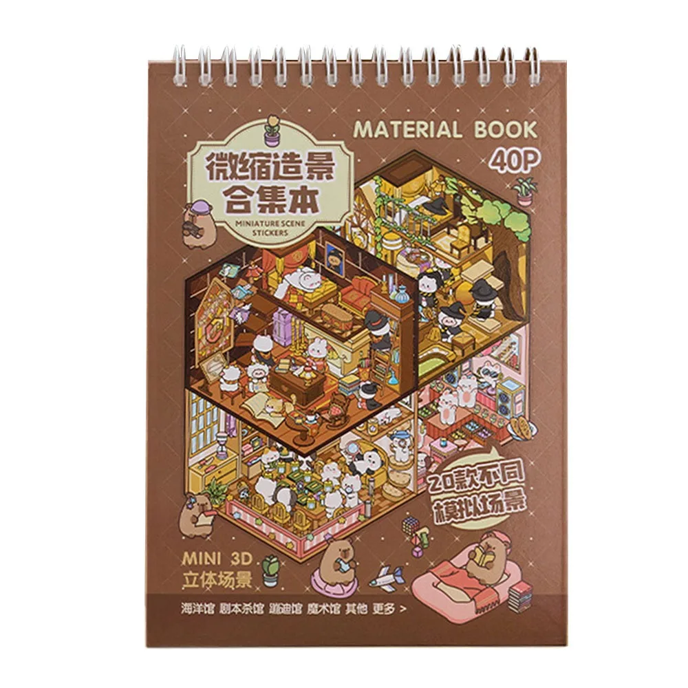 3D Cabine Scène Stickers Boek Visueel Stapelen Cartoon Scène Sticker Collectie DIY Cabine Scène Speelgoed Spelstickers