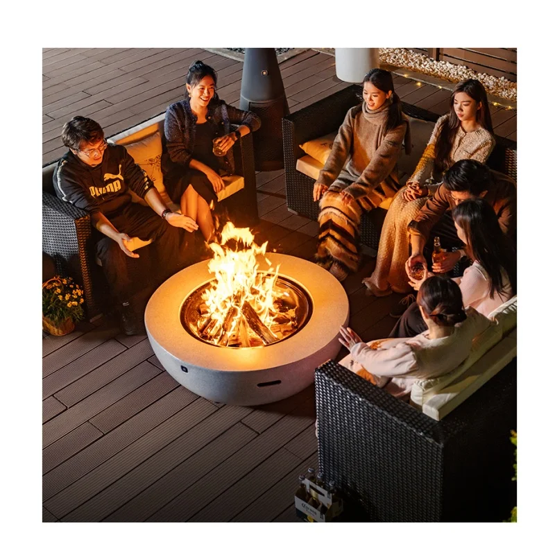 

42.5 Inches 108cm Large Metal Firepit Outdoor Fire Bowl SS304 BBQ Grill Multifunction Smokeless Round Table Garden Fire Pits