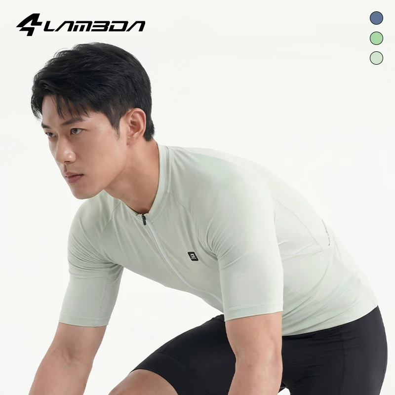 LAMEDA Summer Cycling Jersey Men's Short Sleeve Solid Colour Breathable Road Cycling Clothing Full Zip Outdoor Cycling Shirt