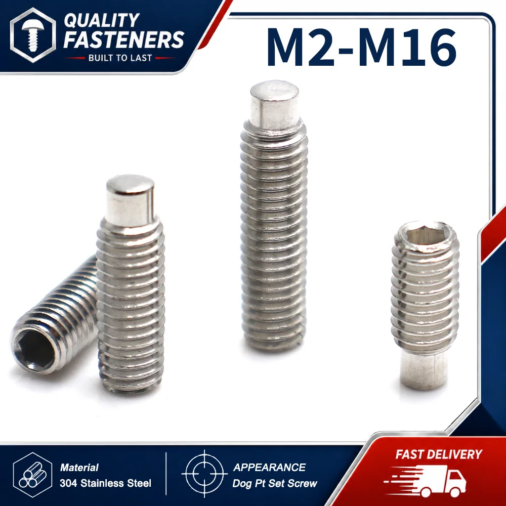 304 Stainless Steel Hex Socket Dog Point Set Screw Grub Screw Locating Positioning Fastener M2-M16