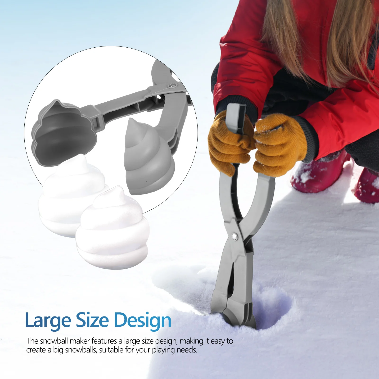 قطعتان من صانعات كرات الثلج البلاستيكية المتينة الكبيرة للخارجية، مجموعة ألعاب صانعة الطين والرمل والثلج #4