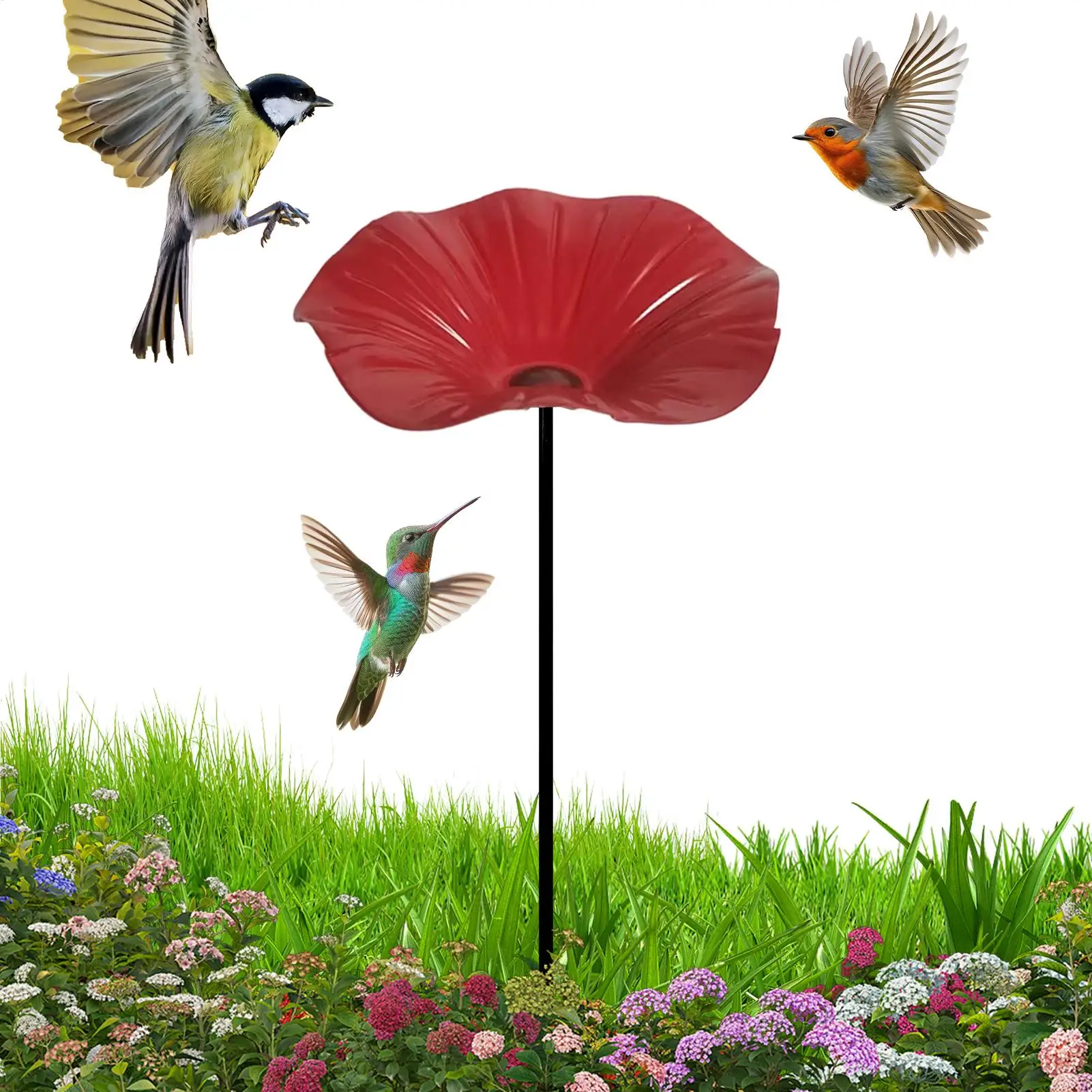 Bee Watering Station Multifunctional Feeding Bowl With Metal Stake Bird Baths Feeder Bowl for Bee Butterfly Macaws Parakeet