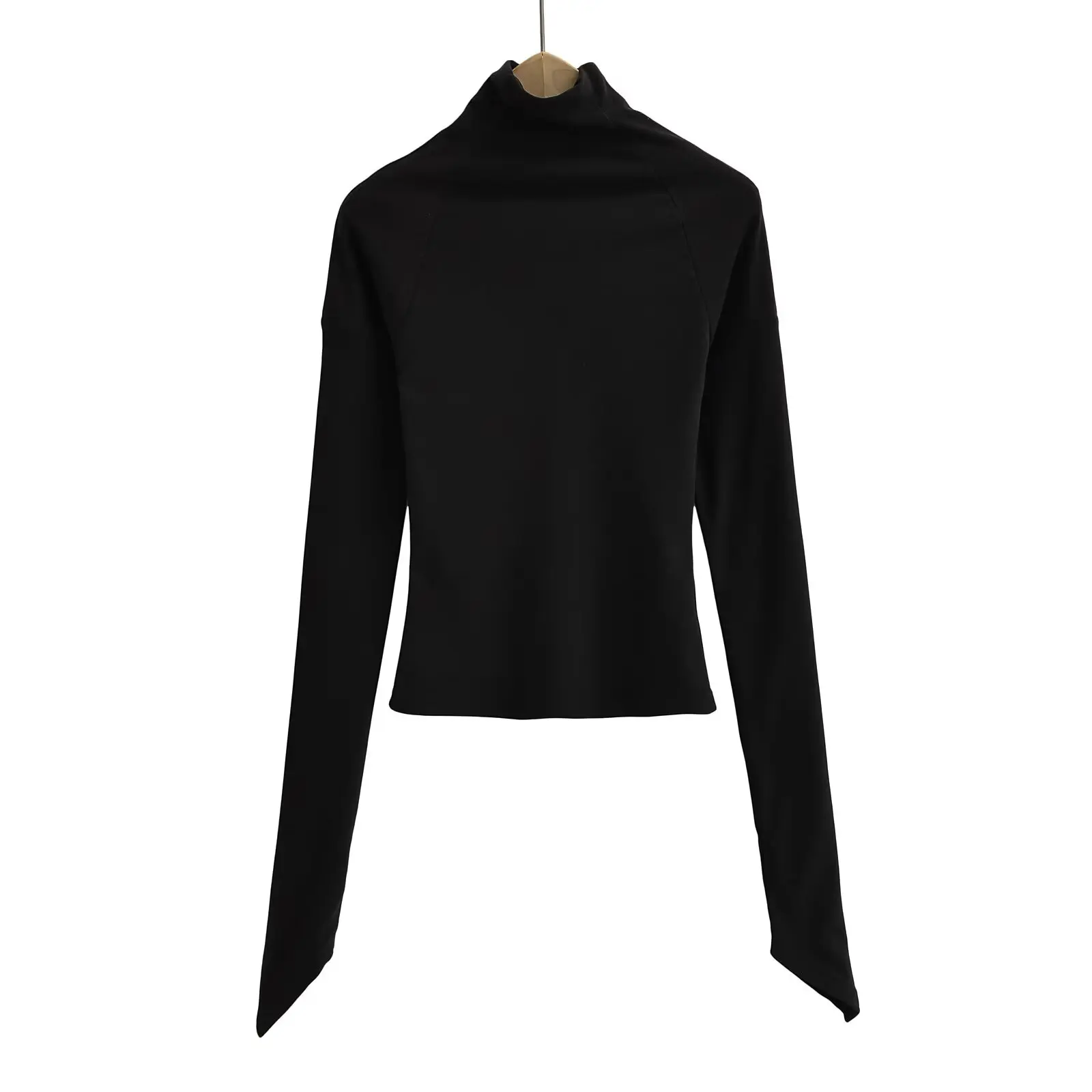 Sexy Long Sve Knitted T-irt Bla Swan Ne Slim Fit Pure Desire Spring Autumn Women's Street Sle High Collar Regular ...