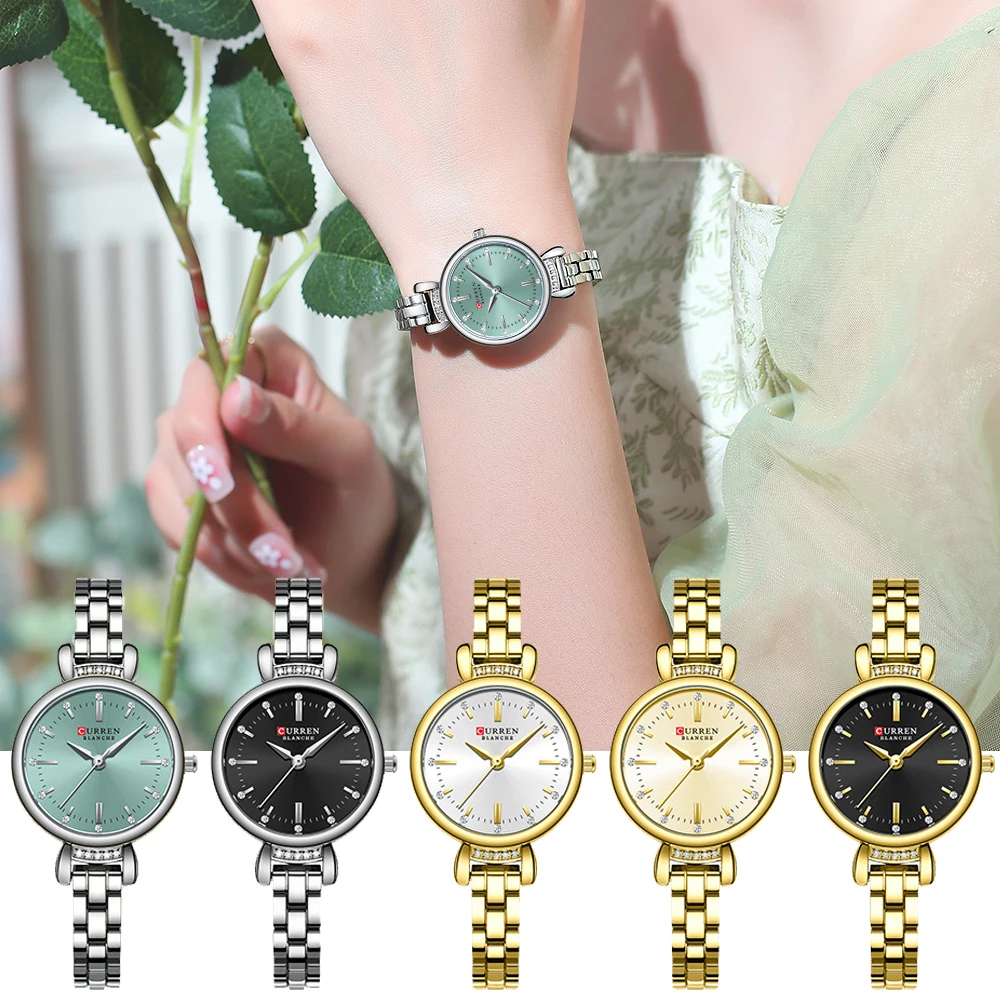 CURREN-Reloj de lujo ligero para mujer, joyería de marca, reloj de pulsera, reloj de cuarzo a la moda para niñas, elegante, resistente al agua