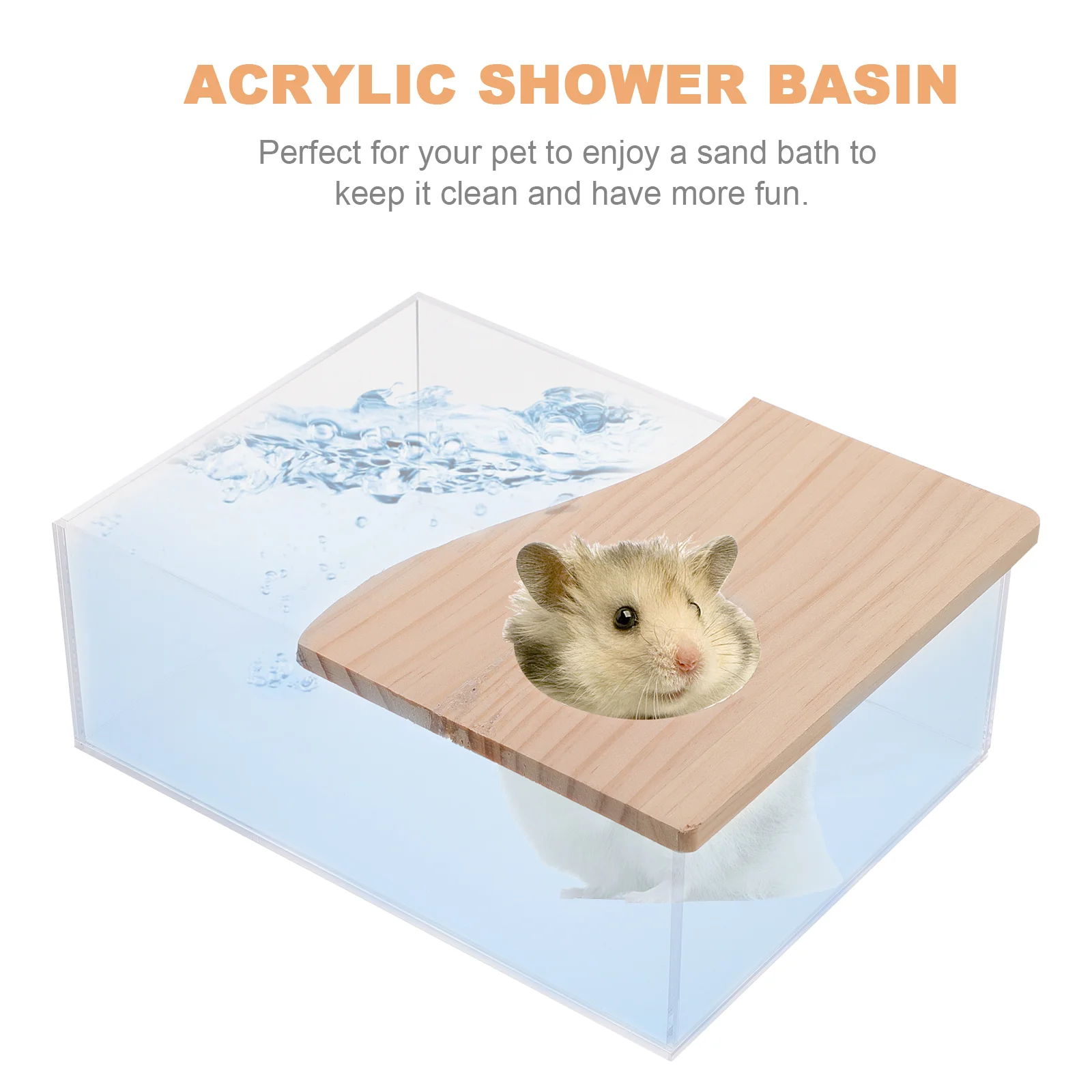 Hamster Sandbox Bathtub with Cover Shower Case Gerbil for Grooming Supplies Acrylic Transparent Pet