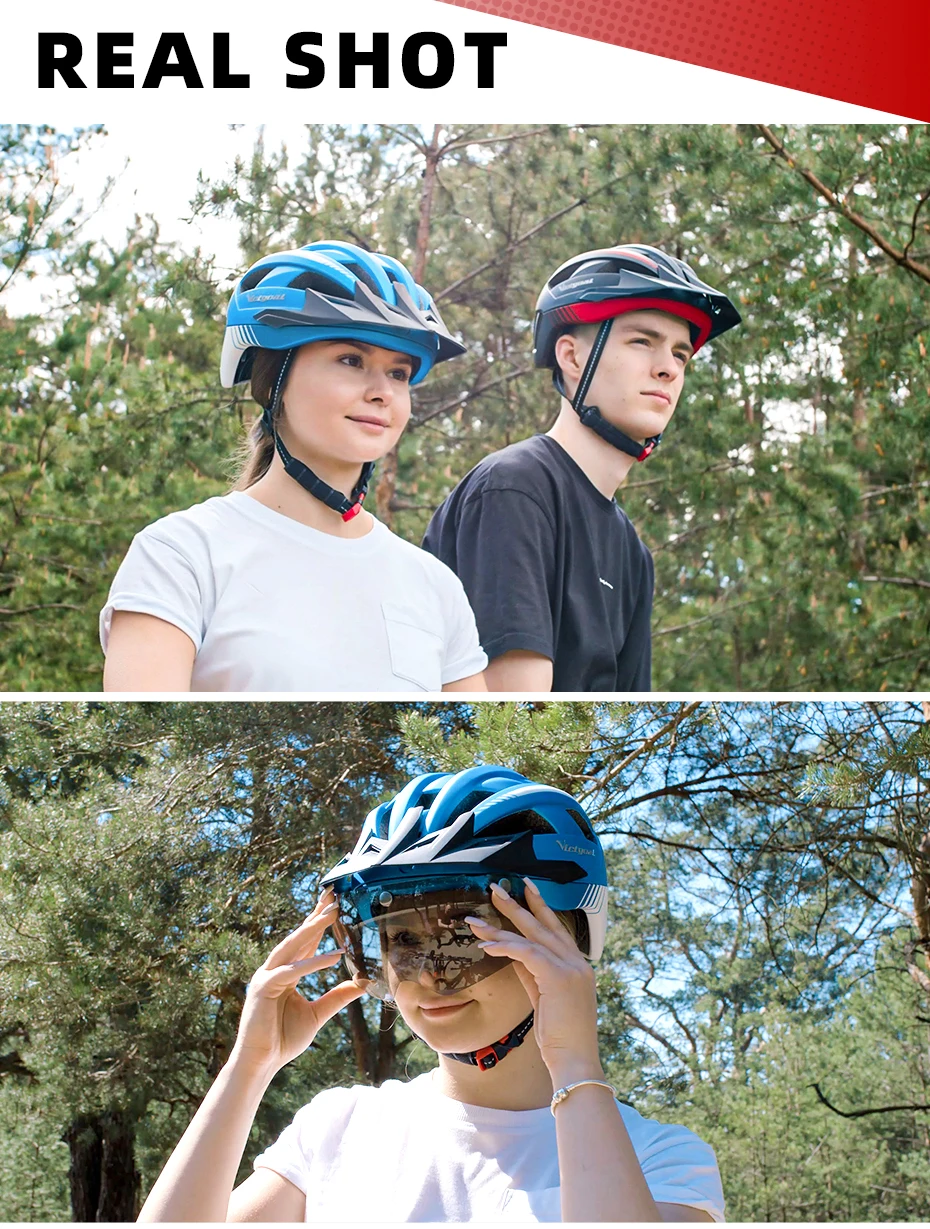 VICTGOOL Fahrradhelm für Männer Sonnenblende Goggles Radfahren Helm LED USB Licht Magnetische Linse MTB Rennrad Helme Sicherheit – Detail 24
