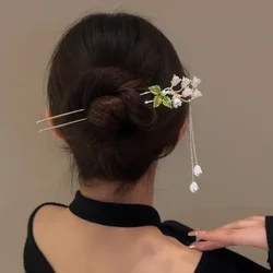 ヴィンテージベル蘭の花のフリンジヘアスティックファッショナブルな女性の金属ヘアピンヘアスティック女性の髪飾りスタイリングツール。