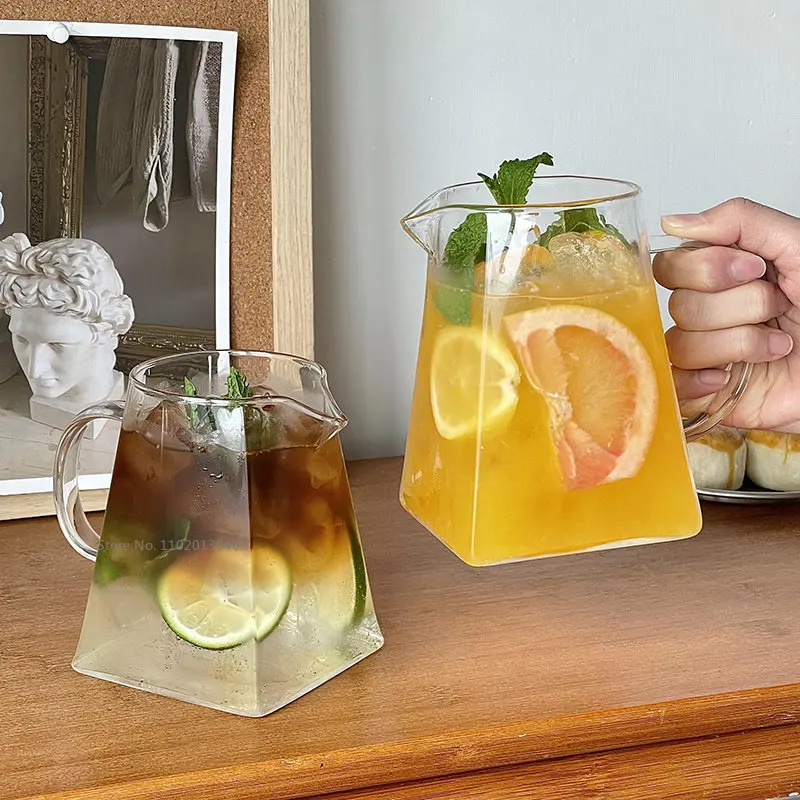 350/550ml Glass Pitcher Milk Pitcher Mini Glass Pitcher Transparent Coffee Pitcher Glass Tea Milk Pourer Glass Creamer Pot