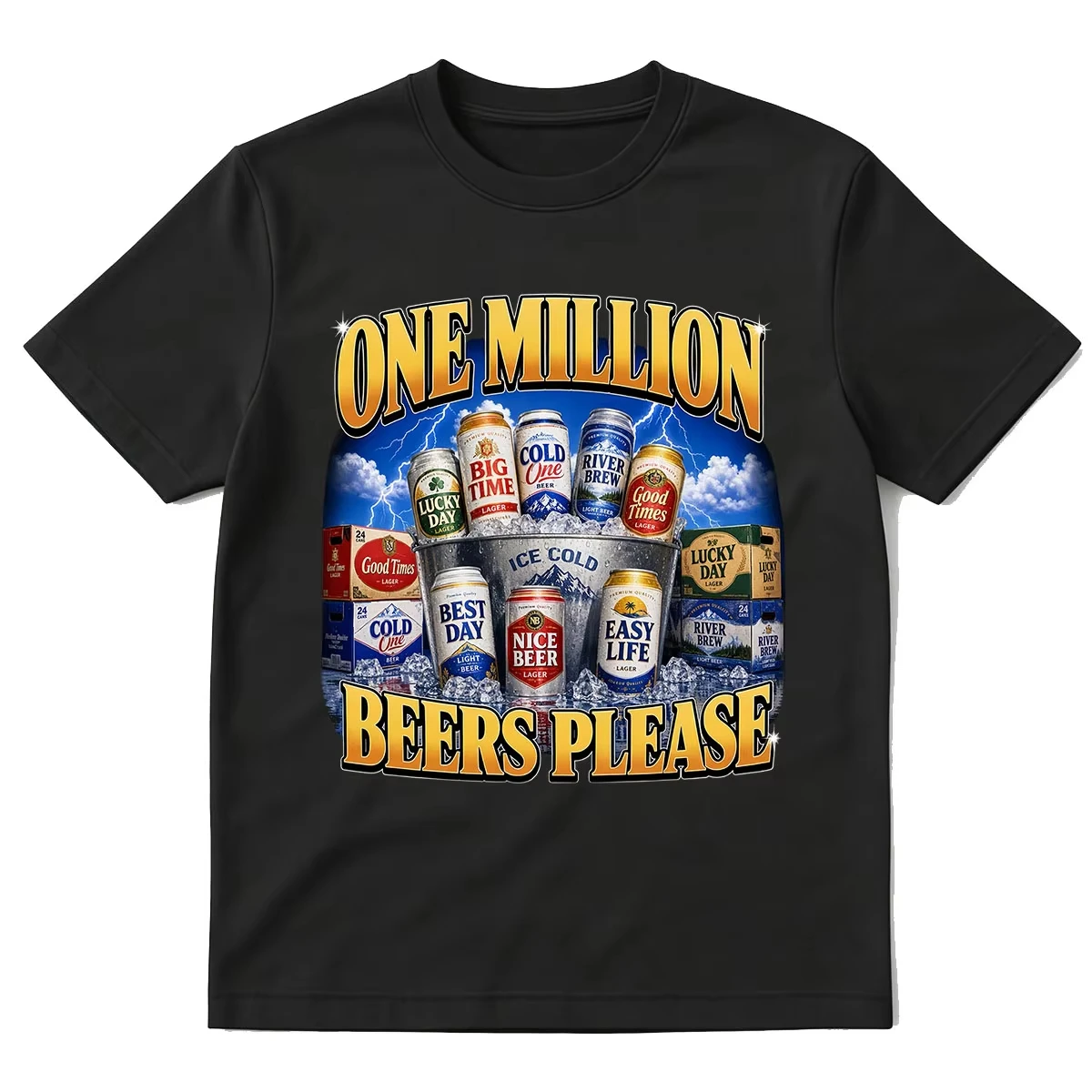 One Million Beers Please T-shirt Funny Beer Can Graphic T-shirts Men Women Fashion 100% Cotton Short Sleeve Oversized T Shirt