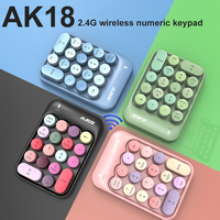 Ajazz AK18 Colorful 18 Keys Wireless Numeric Keypad 2.4G USB Mini Portable Numeric Computer Digital Keyboard PC Desktop Laptop