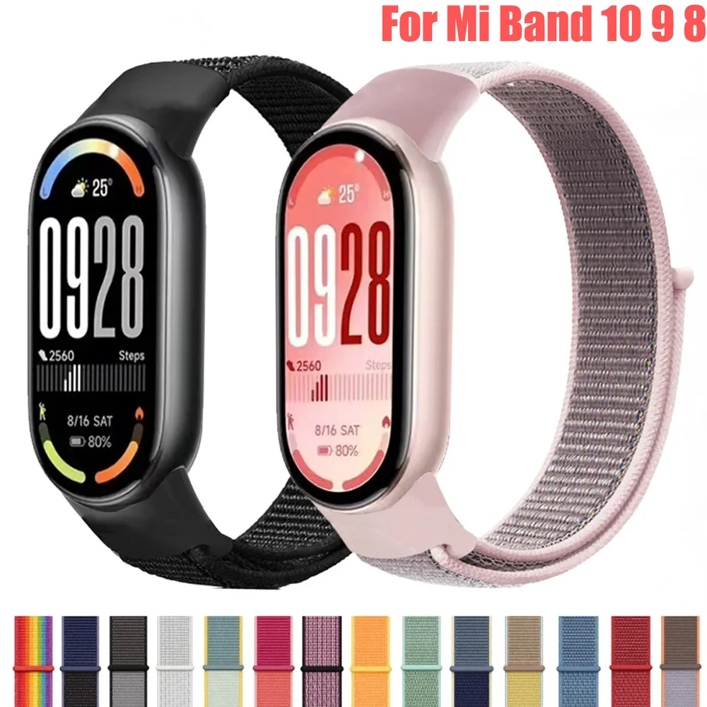 Nylon-Schlaufenarmband für Xiaomi Mi Band 10 9 8 Atmungsaktives Sport-Ersatzarmband für Xiaomi Mi Band 9 8 Zubehörteil