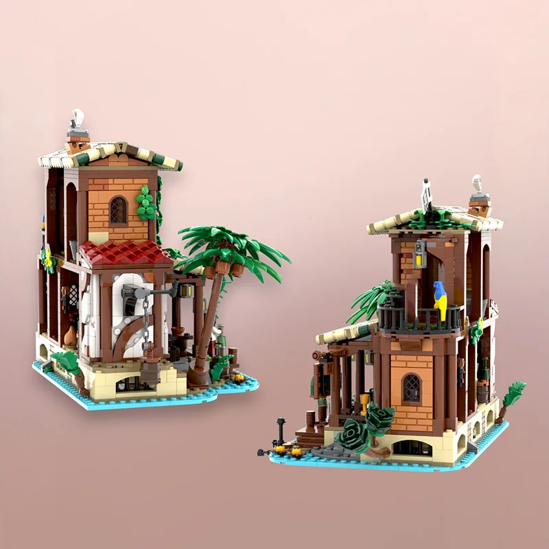 Blocs de construction modèle Pirate Moc, modèle Inn de Buccaneer, briques technologiques, assemblage à monter soi-même, jouet de construction de vacances de rue, cadeau