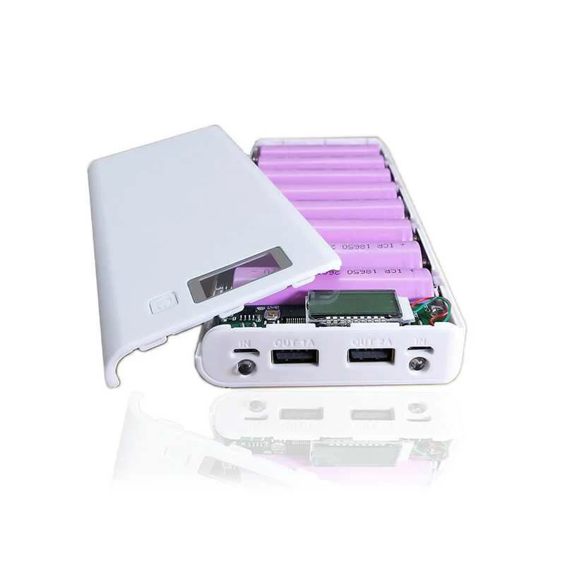 18650 Battery Power Bank Case 8*18650 Battery Storage Box Shell Dual USB Micro Ports DIY Batteries Holde For Phone Charging