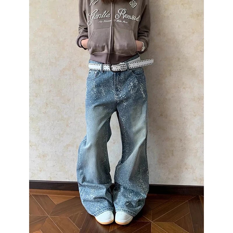 

YIBASHU Summer Women Blue Baggy Y2k Jeans American 2000s Style Boyfriend Jean Pants Vintage Harajuku Oversize Denim Trousers