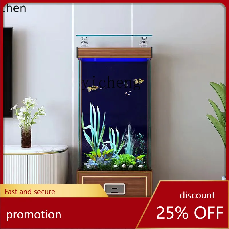 

HXL fish tank light luxury square floor-to-ceiling back filter fish tank next to the TV cabinet in the living room pillar