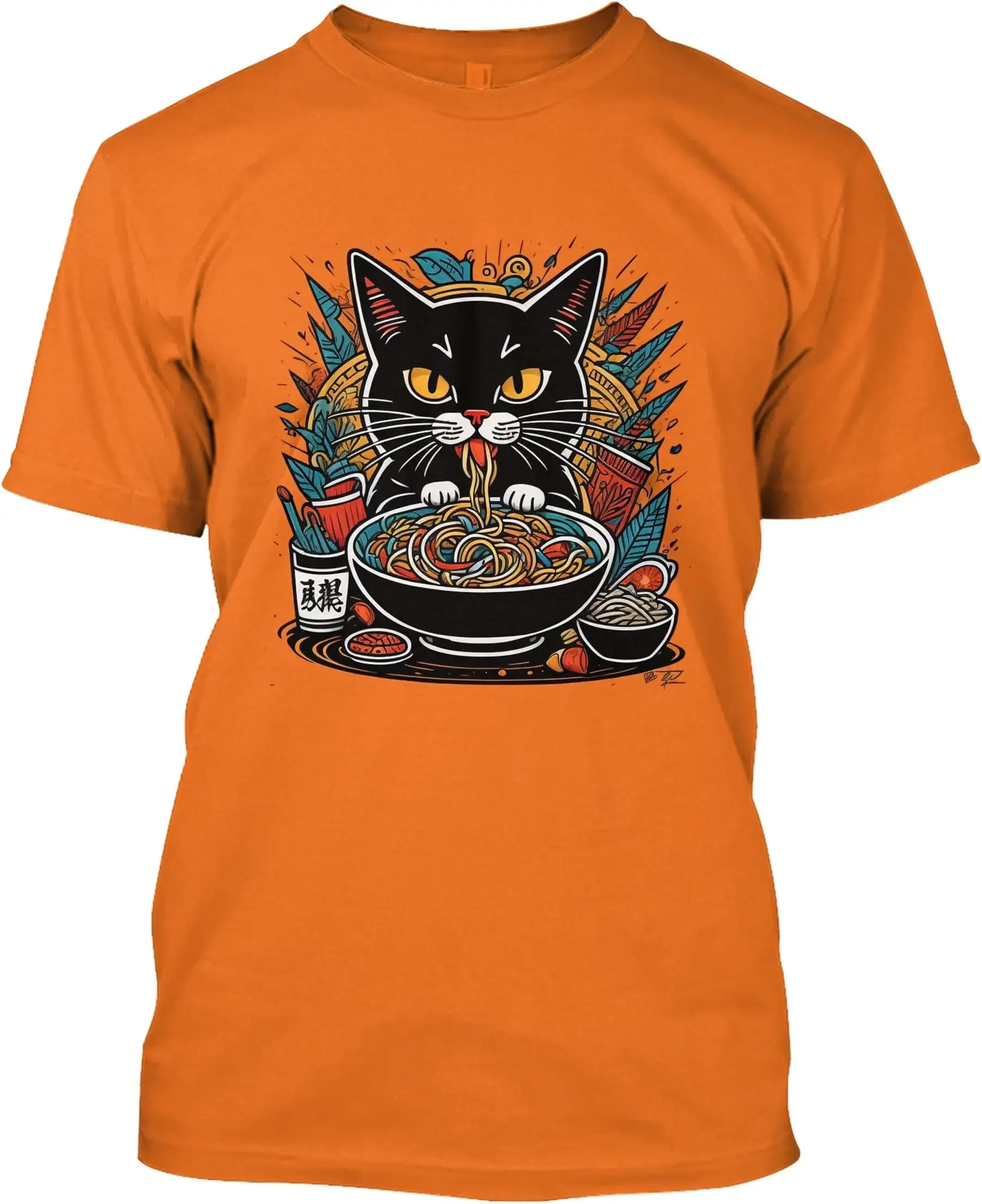 Whisker Noodle Fun Meow Cat Ramen Noodle Japanese T Shirt Tees High Quality 100%Cotton Short Sleeve