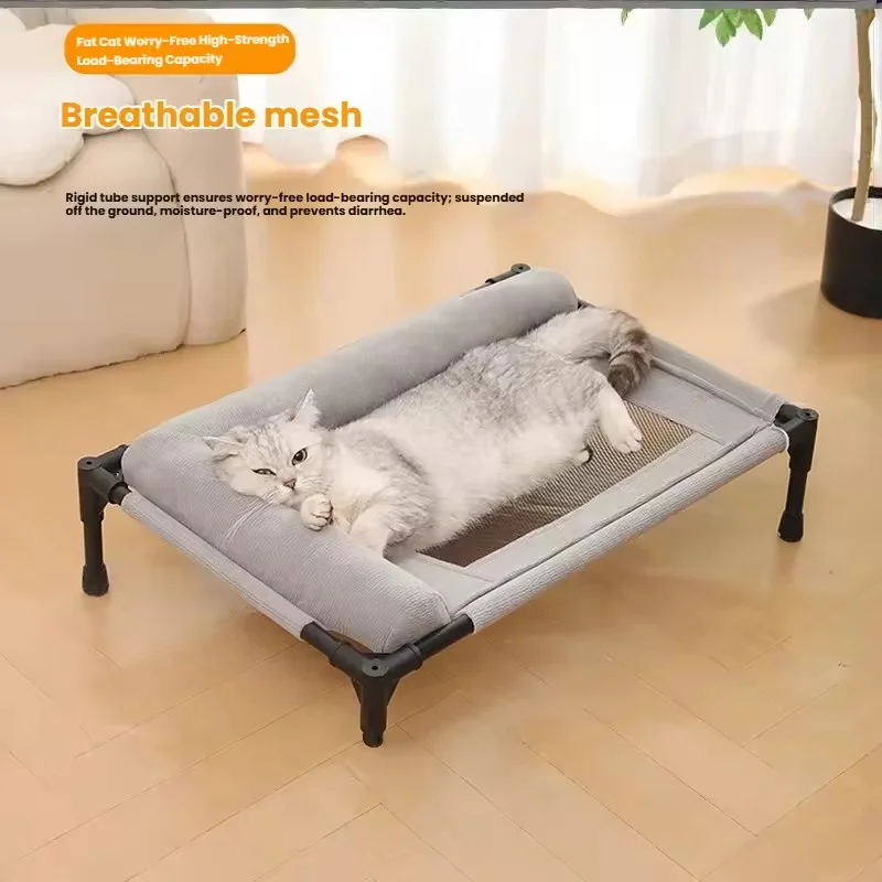 Kühlendes Haustierbett, atmungsaktives, erhöhtes Hundebett, feuchtigkeitsbeständig, mit Kissenauflage, universell für alle Jahreszeiten, Schlafbett für Hunde und Katzen im Innenbereich