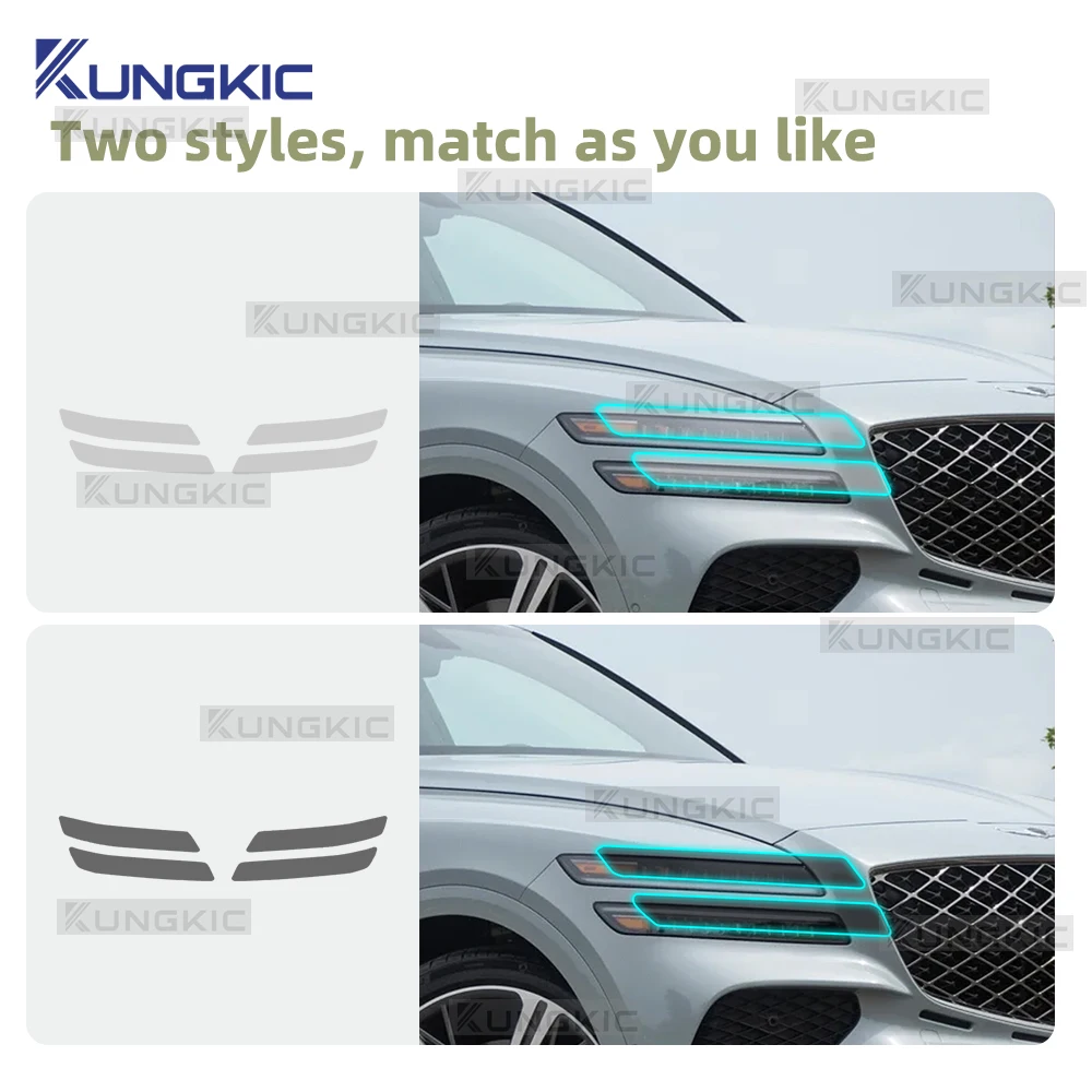 

TPU for GENESIS GV80 2021 2022 2023 2024 Car Headlight Film Smoked Clear Pre-cut Anti-scratch Sticker with Installation Tools