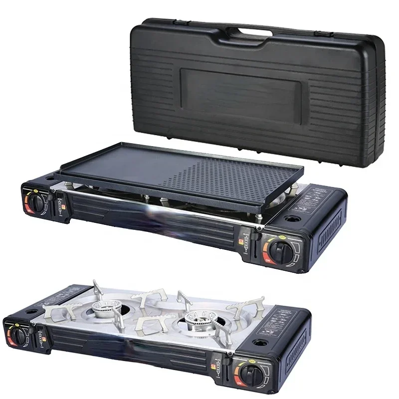 Multi-Function Camping Portable Gas Stove Picnic  Outdoor Cooking   With Suitcase Grill Party BBQ