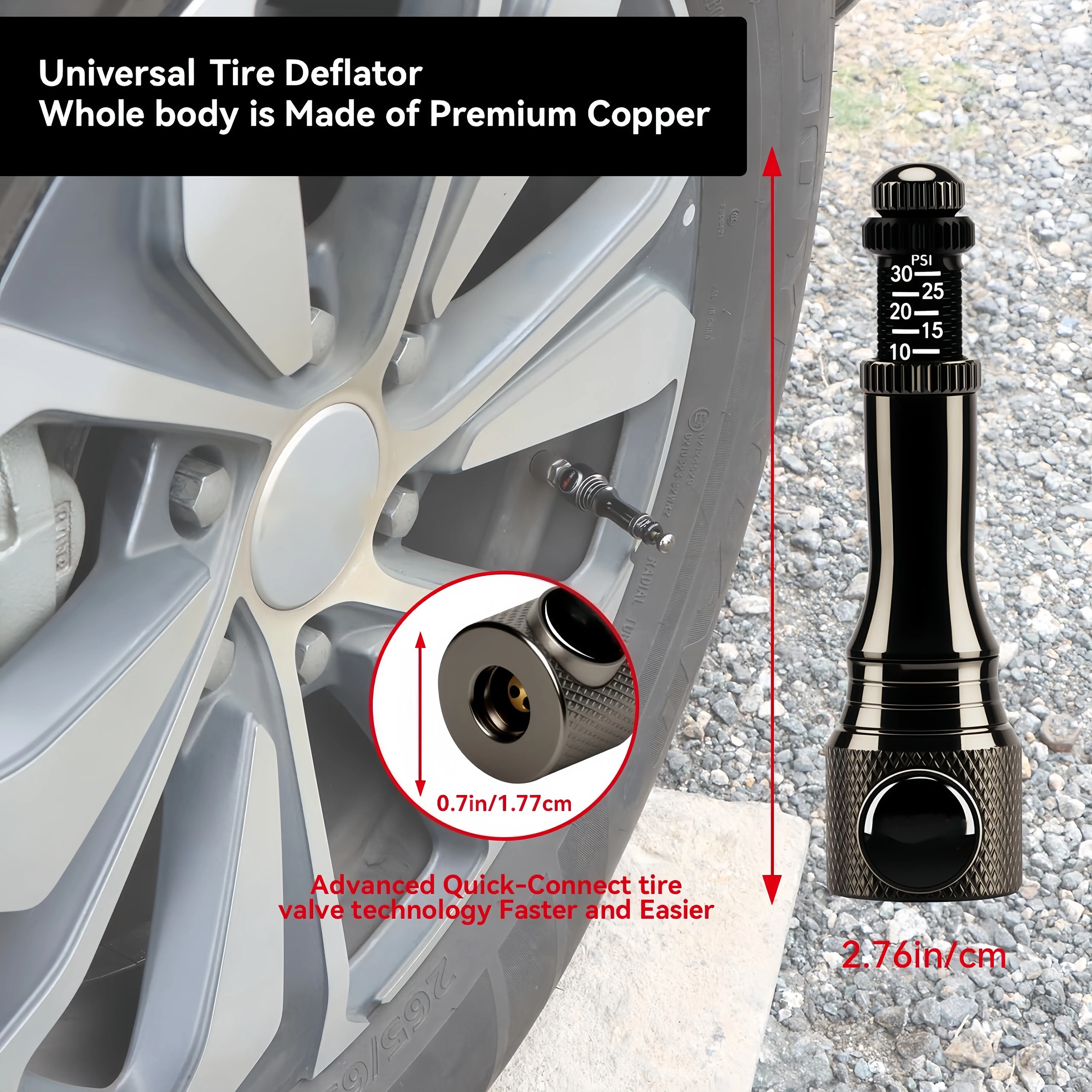 High Precision Desert 4x4 Off-road Driving Tyre Deflator Quick-connect Tire Valve for Inflation Release Fast Tire Deflator