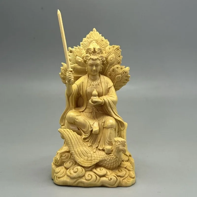 

Boxwood Carved Statue of The Nine Heavens Goddess Figure Car Crafts Home Decoration