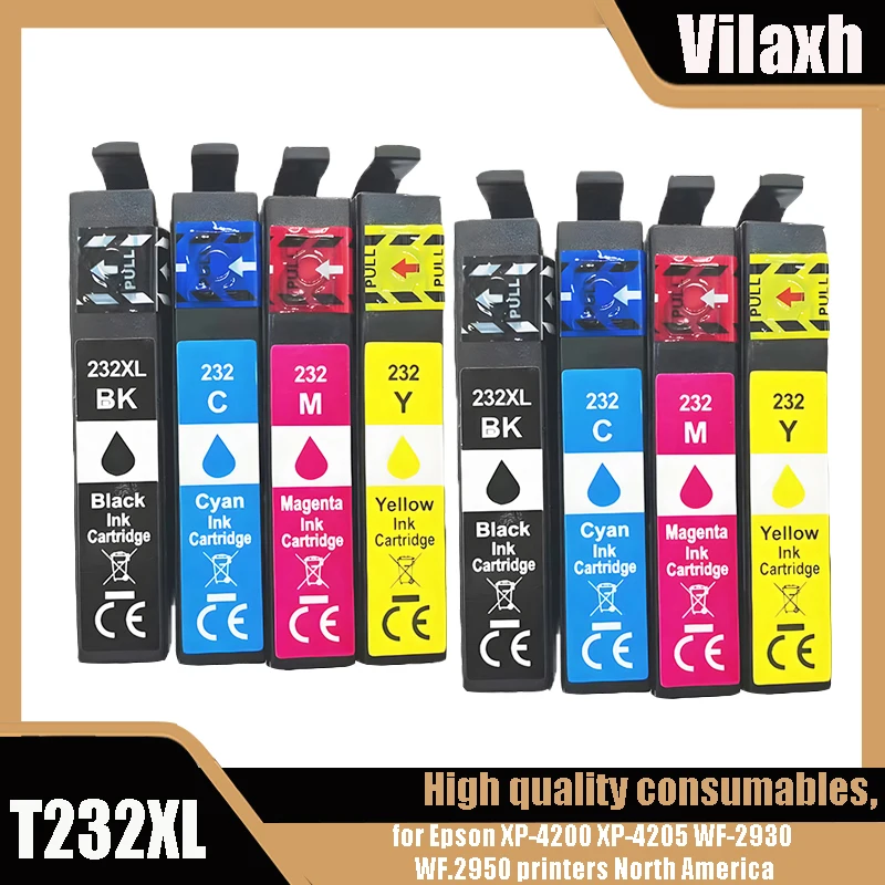 Vilaxh T232XL Compatible ink cartridge for Epson 232XL  T232 for Epson XP-4200 XP-4205 WF-2930 WF.2950 printers North America