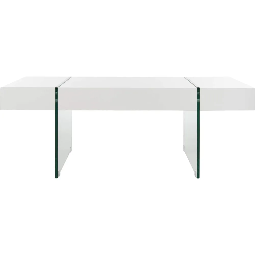 Branco e vidro perna Coffee Table, Home