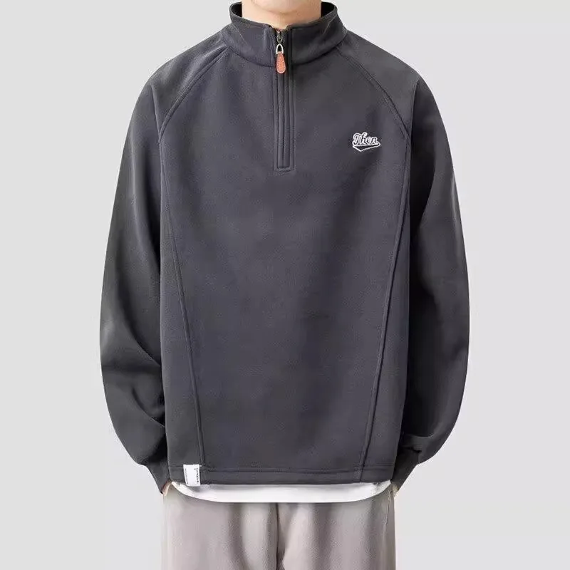 Outono moletom masculino coreano cor sólida manga longa camiseta moda roupas masculinas o pescoço harajuku esportes topo 2024 novo