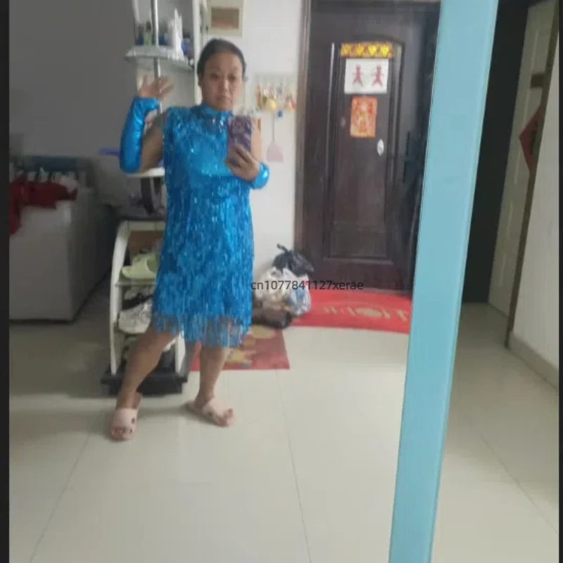 ใหม่เลื่อม Fringe กระโปรงชุดเต้นรําละตินเวทีการแข่งขันเครื่องแต่งกายชุดเต้นรําละตินผู้หญิงเต้นรําเครื่องแต่งกาย