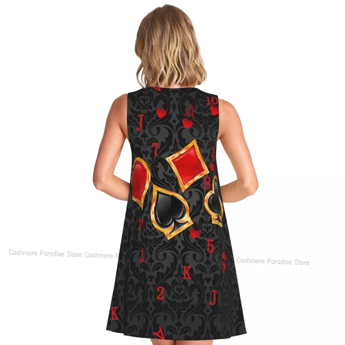 Robes d'été pour femmes, t-shirt de plage, sans manches, carte à jouer, décontractée, ample, débardeur, 2025