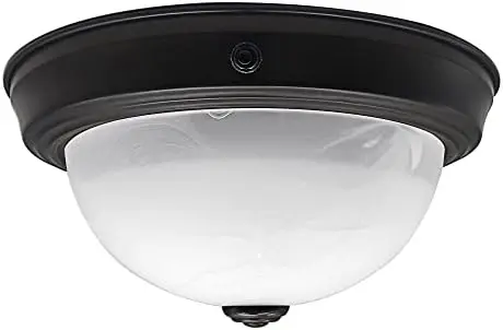 

10-дюймовый светодиодный потолочный светильник для автодома с выключателем - цвет: матовая бронза и алебастровое стекло - 12В светильник для обеденной зоны для кемпера, автодома, прицепа