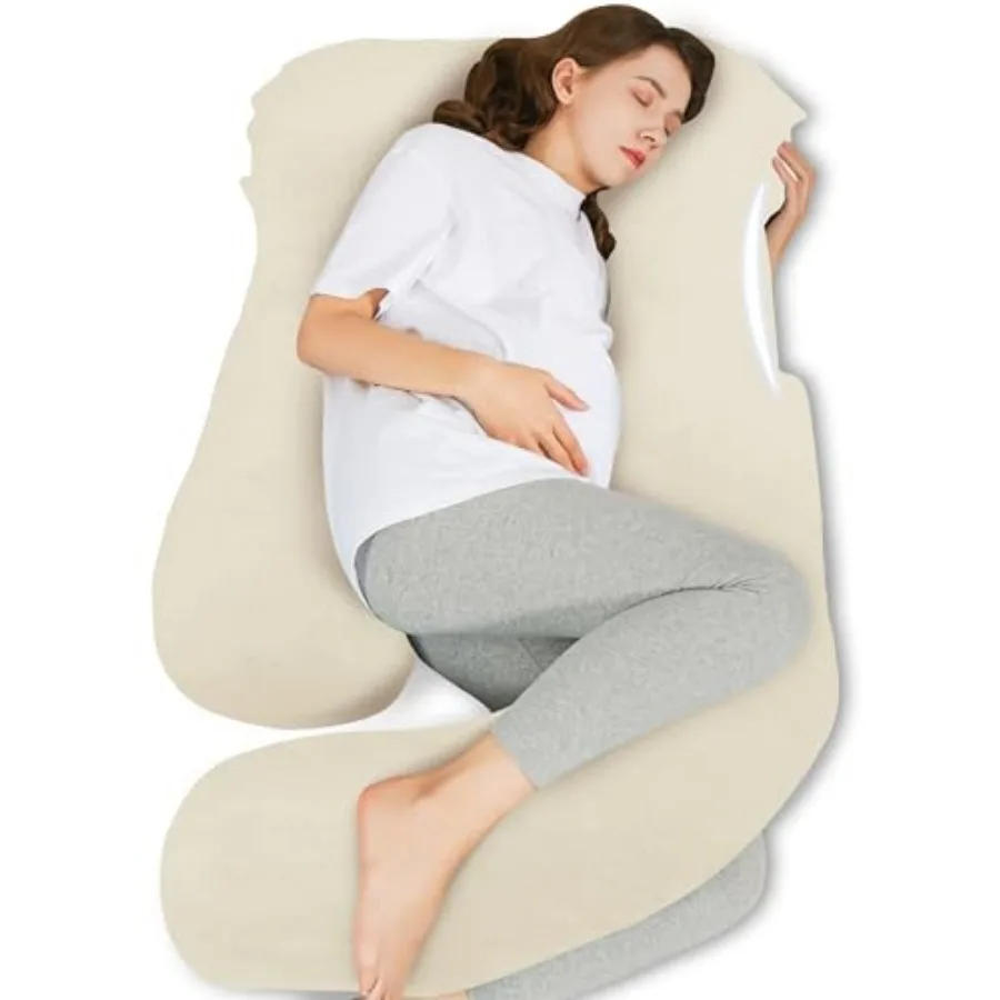 

U-Shaped Pregnancy Pillow for Sleeping - Full Body Maternity Support Pillow with Cooling Removable Cover - Comfort for Back, Hi