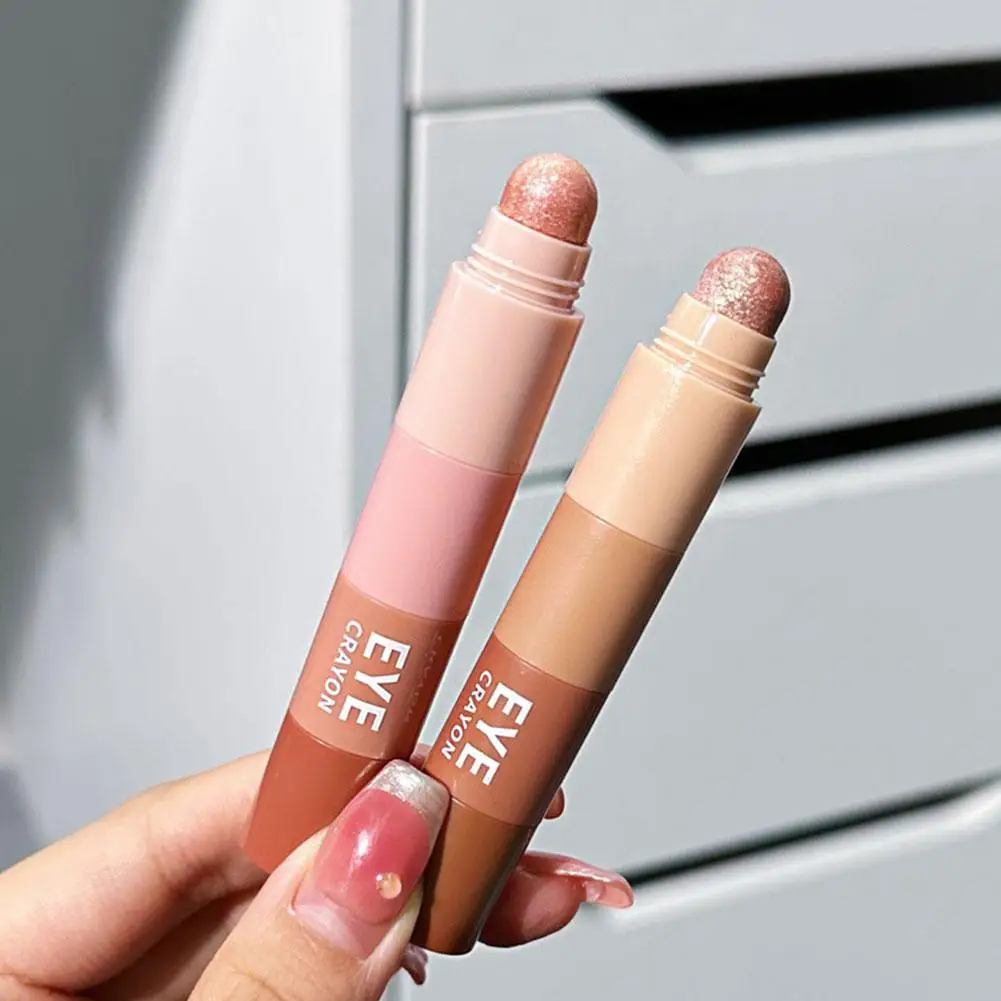 Four-colour Lazy Eyeshadow Stick Highlighting And Contouring Eyeshadow Blush All-in-one Makeup Stick Pearlescent Fine Flash