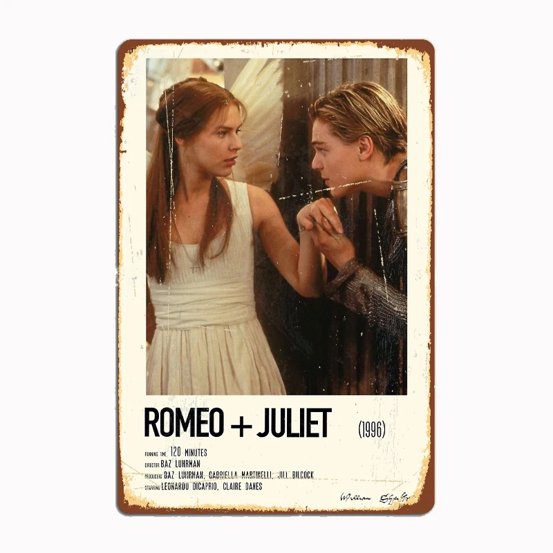 Vintage Retro Romeo And Juliet Alternative Poster Art Metal Sign Pub Garage Wall Pub Designing Wall Plaque Tin Sign Posters