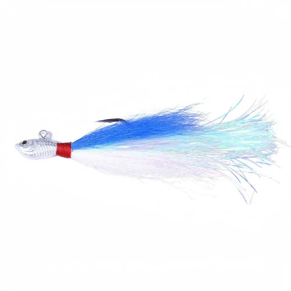Metal Lead Jig Hook Fishing Lure Bucktail Spinnerbait Artificial Simulation Bass Freshwater Saltwater For Hengjia
