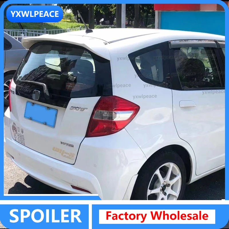 

For Honda Fit Jazz Spoiler 2008- 2013 High Quality ABS Material Unpainted Color Rear Trunk Wing Rear Roof Spoiler Car Styling