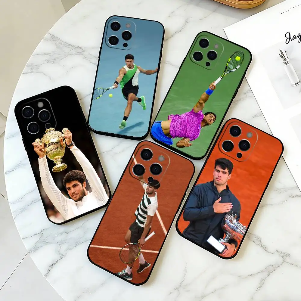 Tennis Champion C-Carlos A-Alcaraz  Phone Case For iPhone 17,16,15,14,13,12,11 Plus,Pro Max,XS,Soft Silicone Black Cover