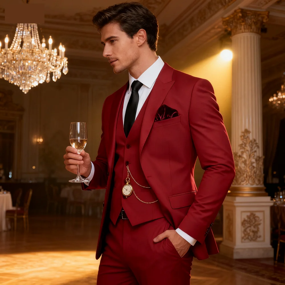 

Elegant Mint Green 3 Piece Men's Slim Fit Business Suit Notch Lapel Tuxedo Blazer Vest Pants Set for Wedding Party Prom Groom