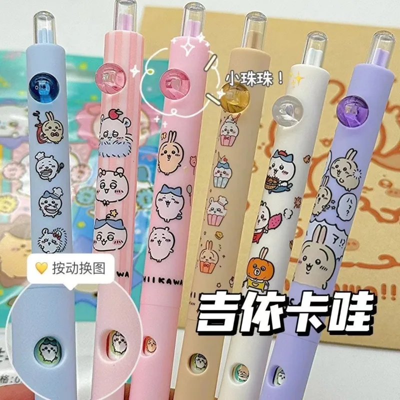 Anime Cartoon Student Gel Pen Chiikawa Cute Press The Pen Quick Drying Review Questions Smooth 0.5mm Good Looks Hachiware Usagi