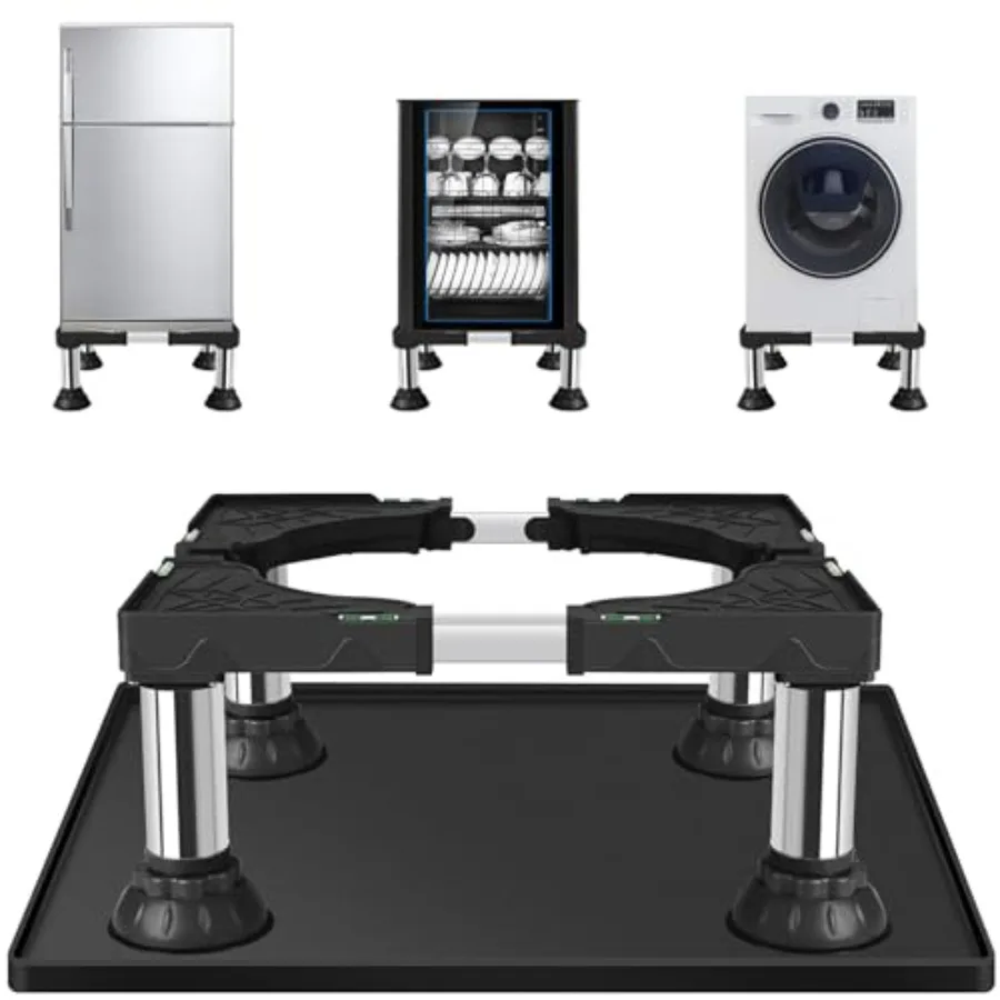 

Подставка для мини-холодильника с силиконовым ковриком, регулируемая подставка для стиральной и сушильной машин с силиконовым поддоном 23,6x23,6 дюйма, для мини-холодильников